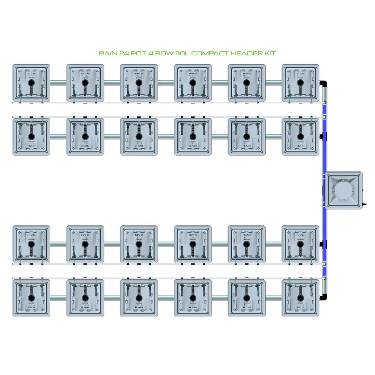 Alien Hydroponics RAIN 24 Pot 4 Row Kit
