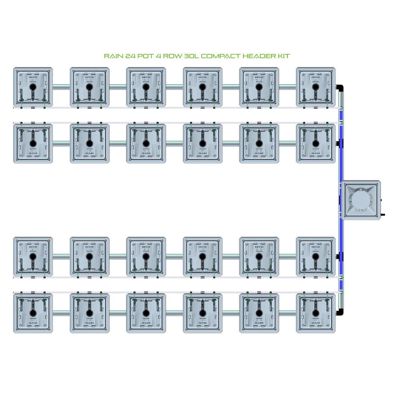 Alien Hydroponics RAIN 24 Pot 4 Row Kit