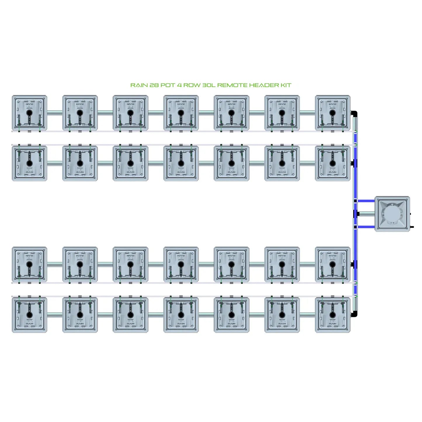Alien Hydroponics RAIN 28 Pot 4 Row Kit