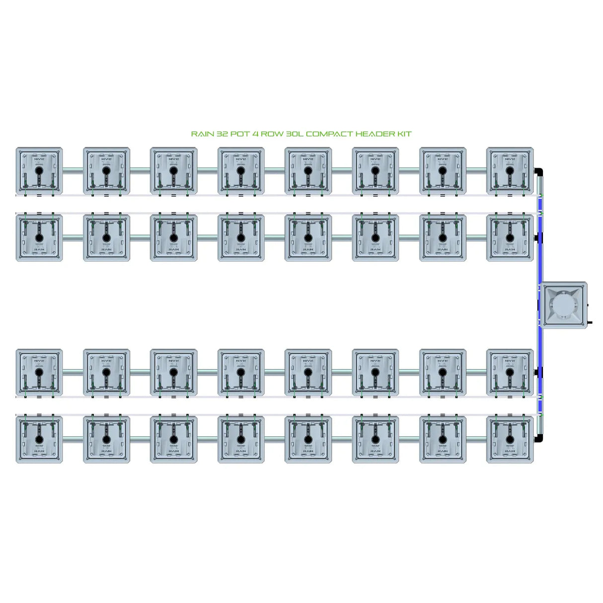 Alien Hydroponics RAIN 32 Pot 4 Row Kit
