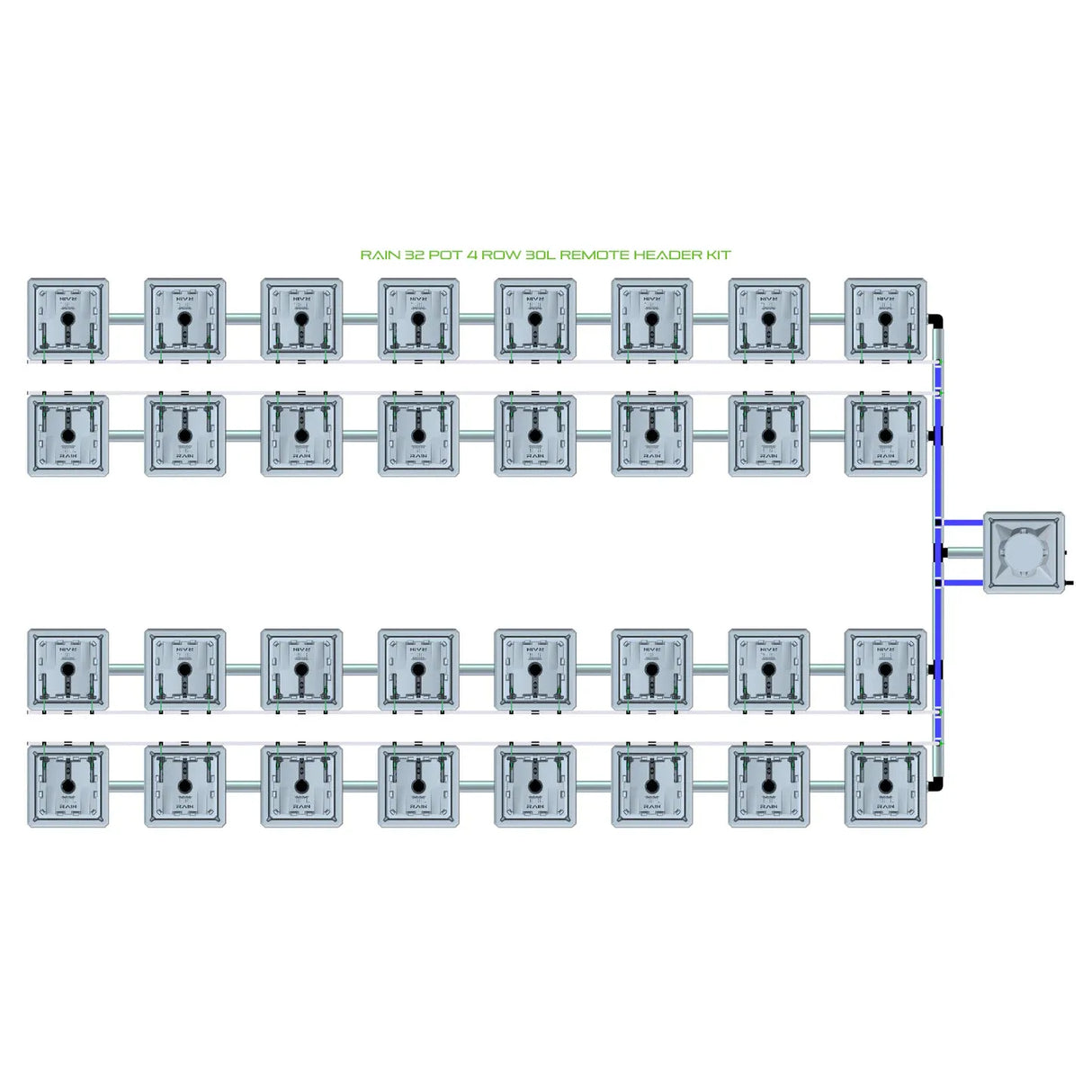 Alien Hydroponics RAIN 32 Pot 4 Row Kit