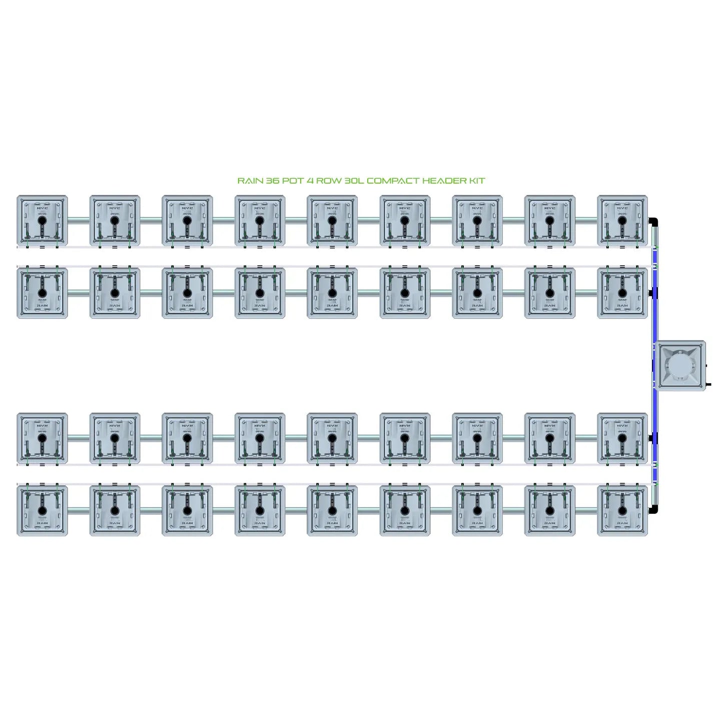 Alien Hydroponics RAIN 36 Pot 4 Row Kit