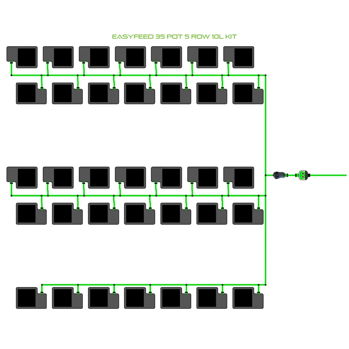 Alien Hydroponics EasyFeed 35 Pot 5 Row Kit