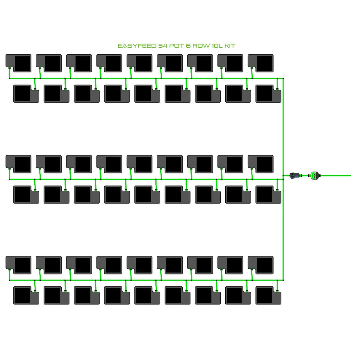 Alien Hydroponics EasyFeed 54 Pot 6 Row Kit