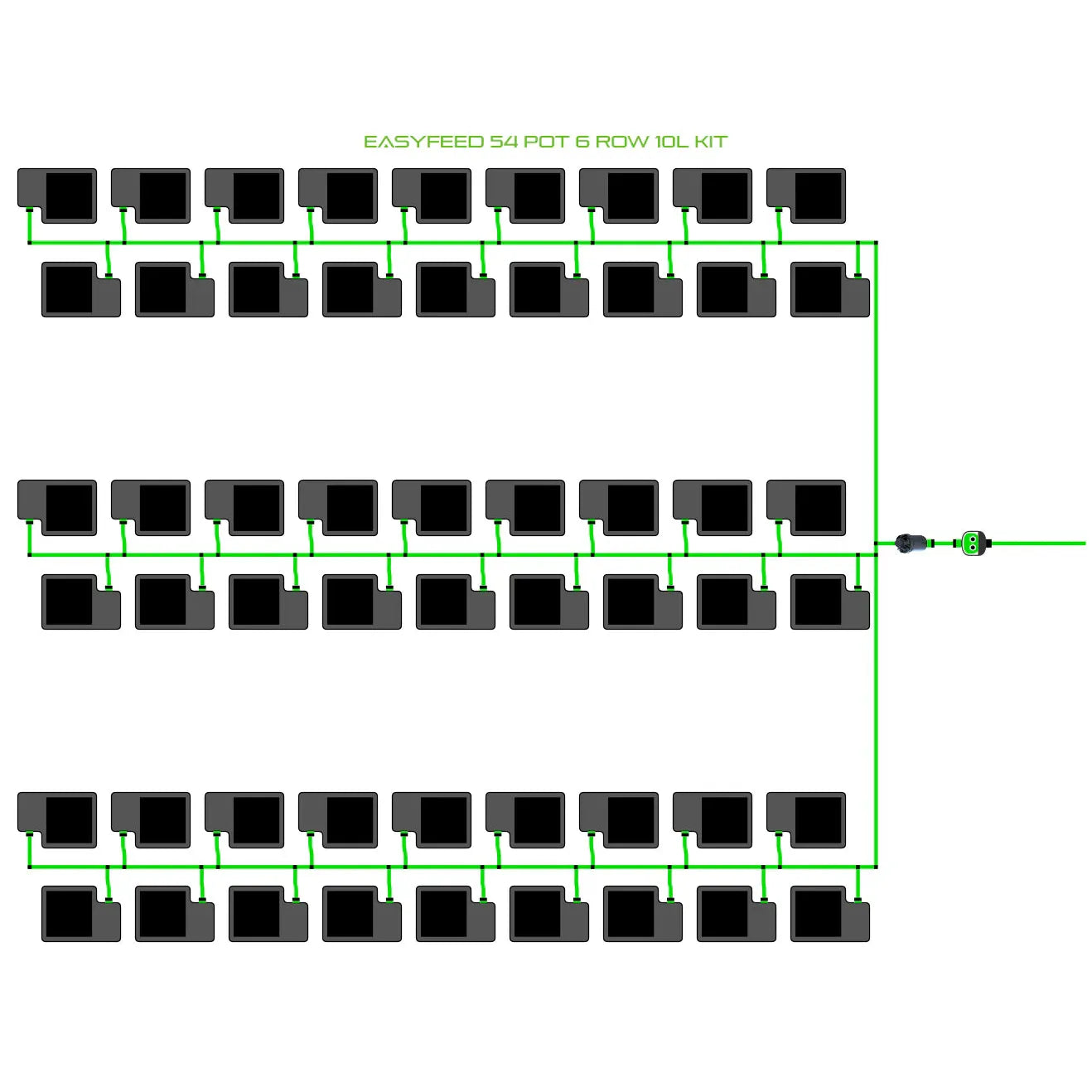 Alien Hydroponics EasyFeed 54 Pot 6 Row Kit