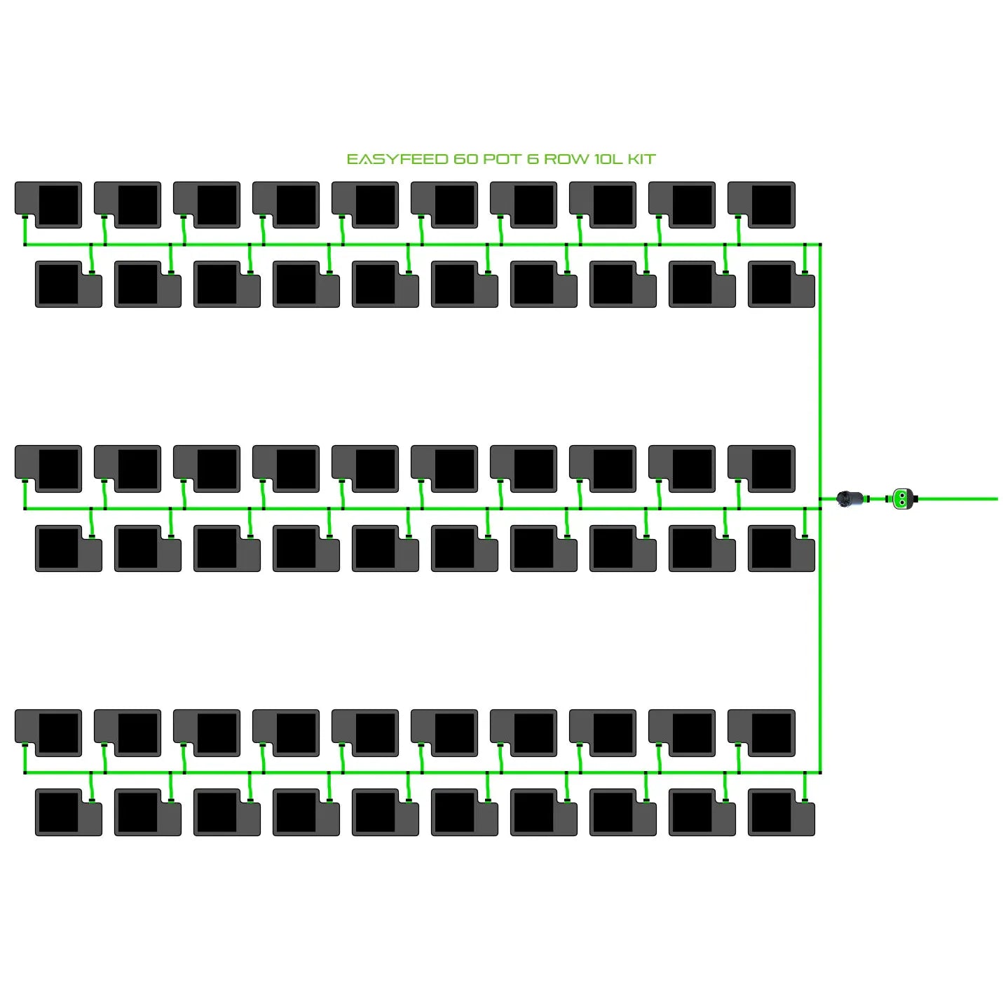 Alien Hydroponics EasyFeed 60 Pot 6 Row Kit