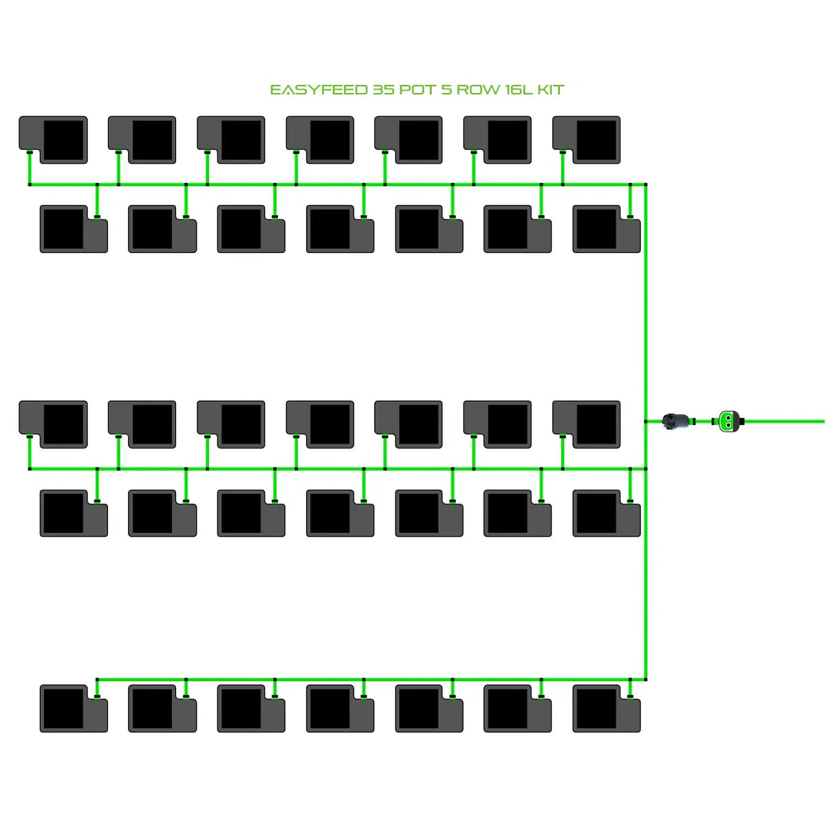 Alien Hydroponics EasyFeed 35 Pot 5 Row Kit
