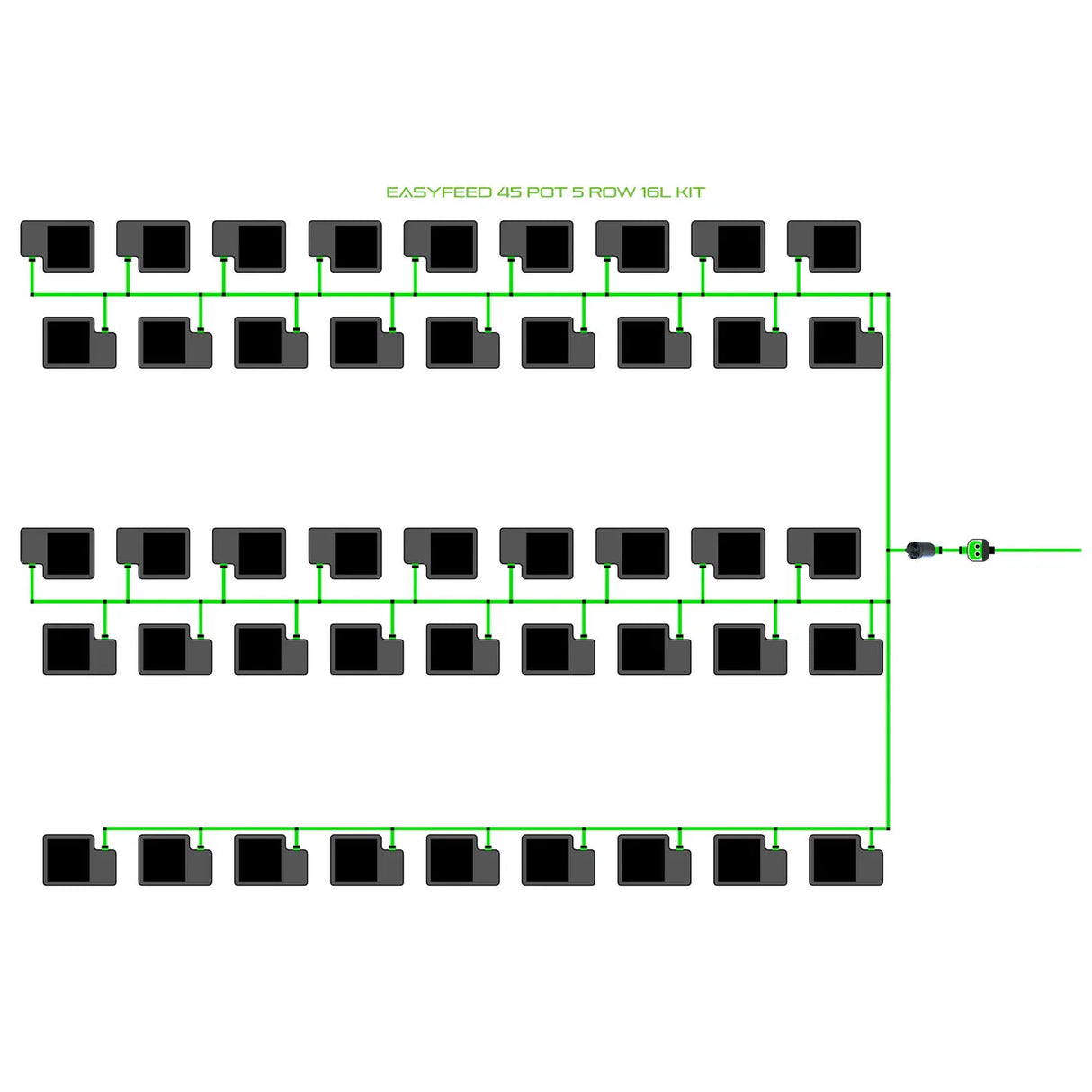 Alien Hydroponics EasyFeed 45 Pot 5 Row Kit