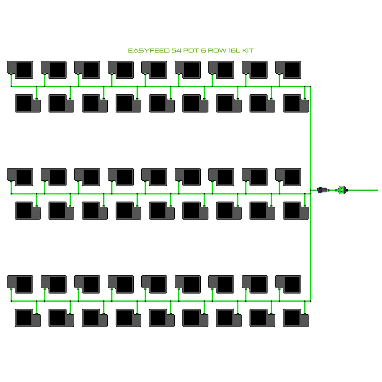 Alien Hydroponics EasyFeed 54 Pot 6 Row Kit