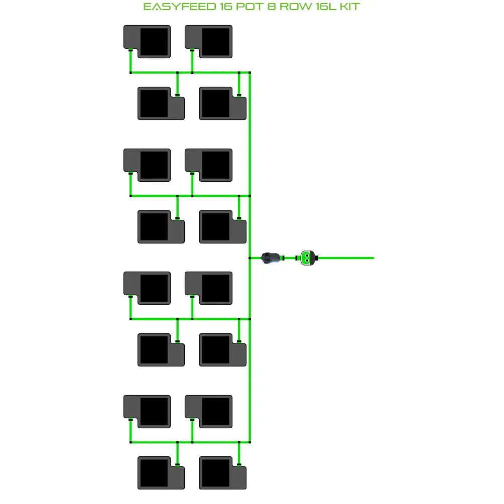 Alien Hydroponics EasyFeed 16 Pot 8 Row Kit