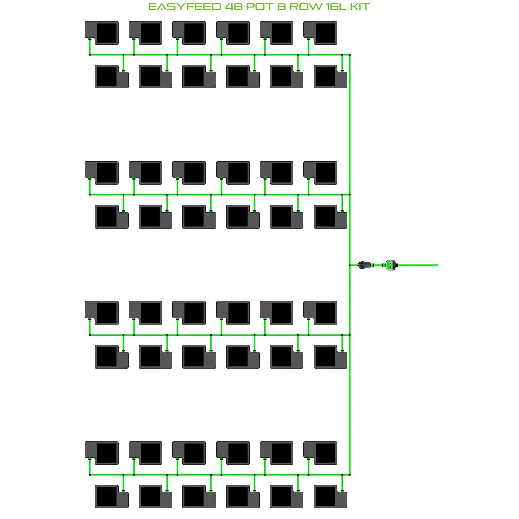 Alien Hydroponics EasyFeed 48 Pot 8 Row Kit