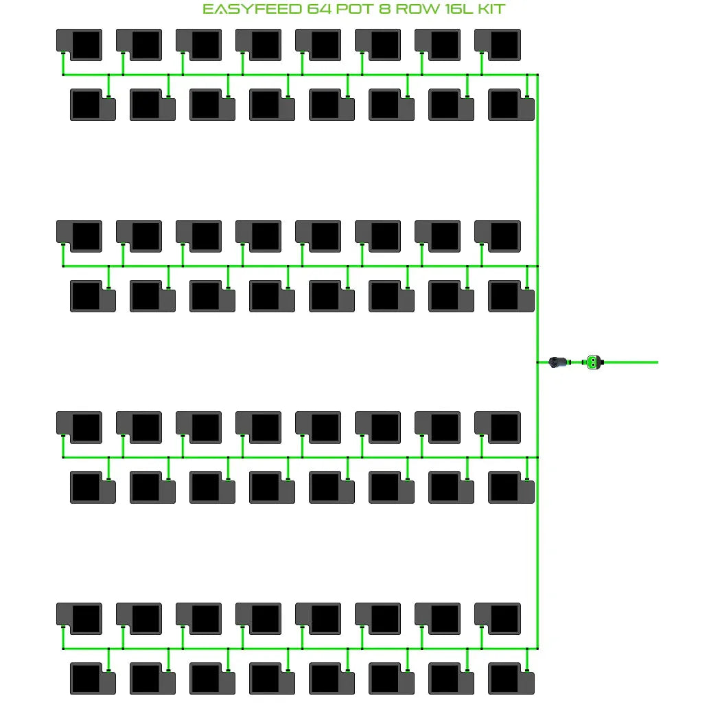 Alien Hydroponics EasyFeed 64 Pot 8 Row Kit