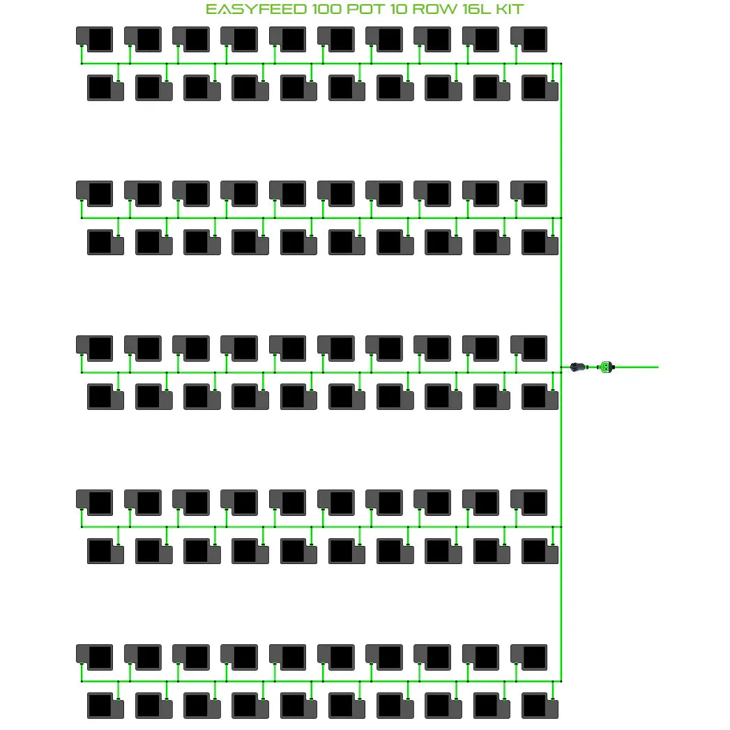 Alien Hydroponics EasyFeed 100 Pot 10 Row Kit