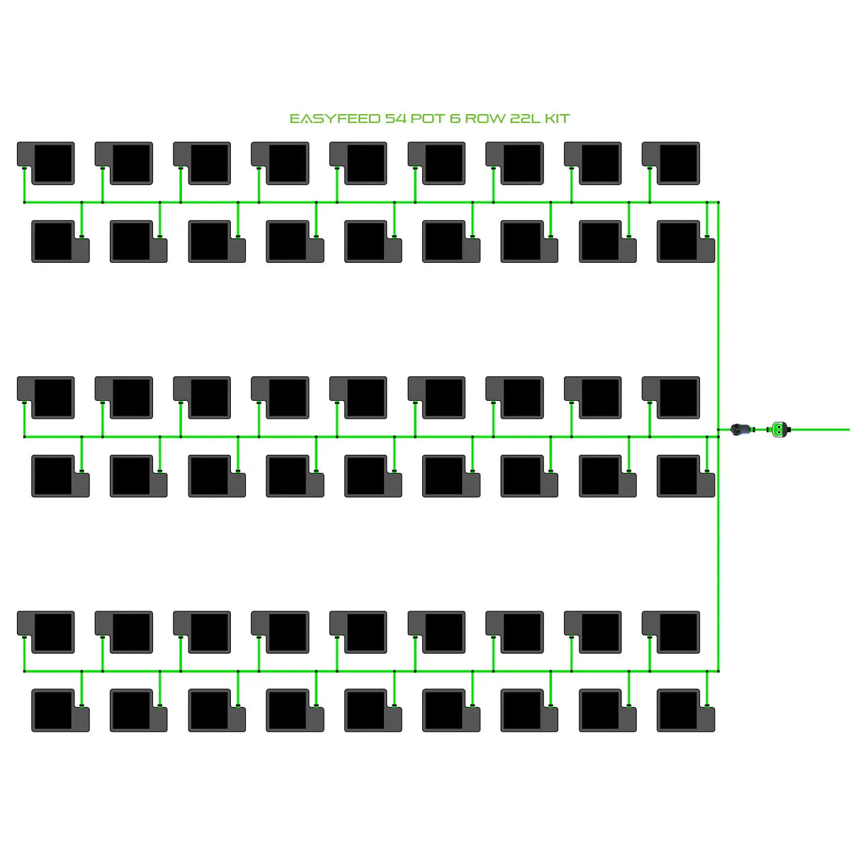 Alien Hydroponics EasyFeed 54 Pot 6 Row Kit