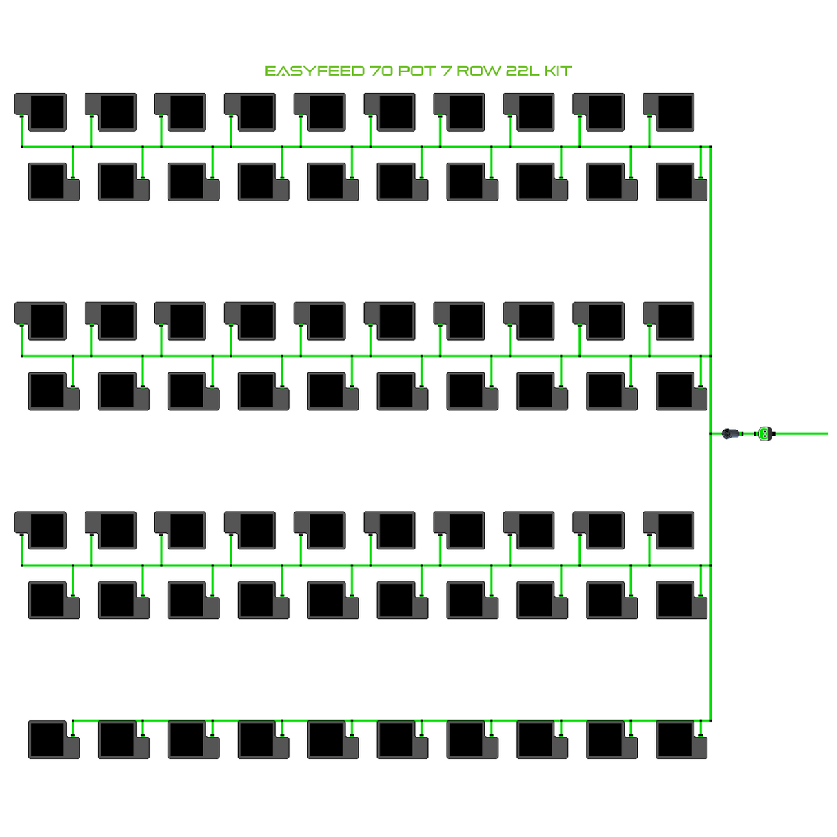 Alien Hydroponics EasyFeed 70 Pot 7 Row Kit