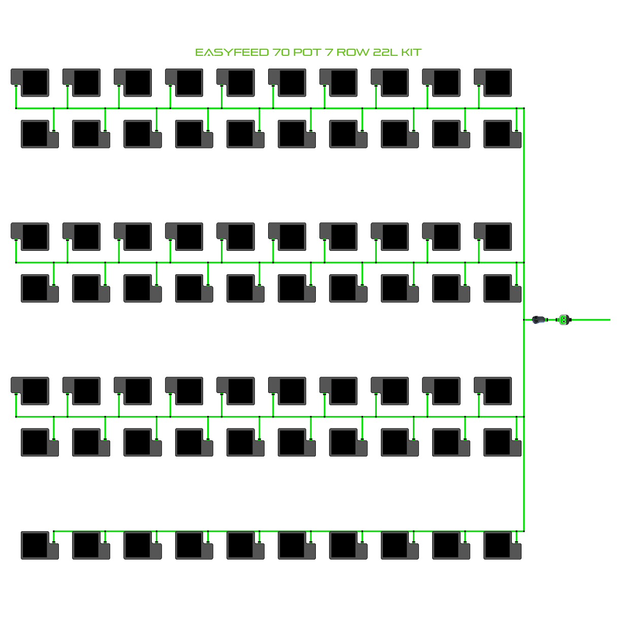 Alien Hydroponics EasyFeed 70 Pot 7 Row Kit