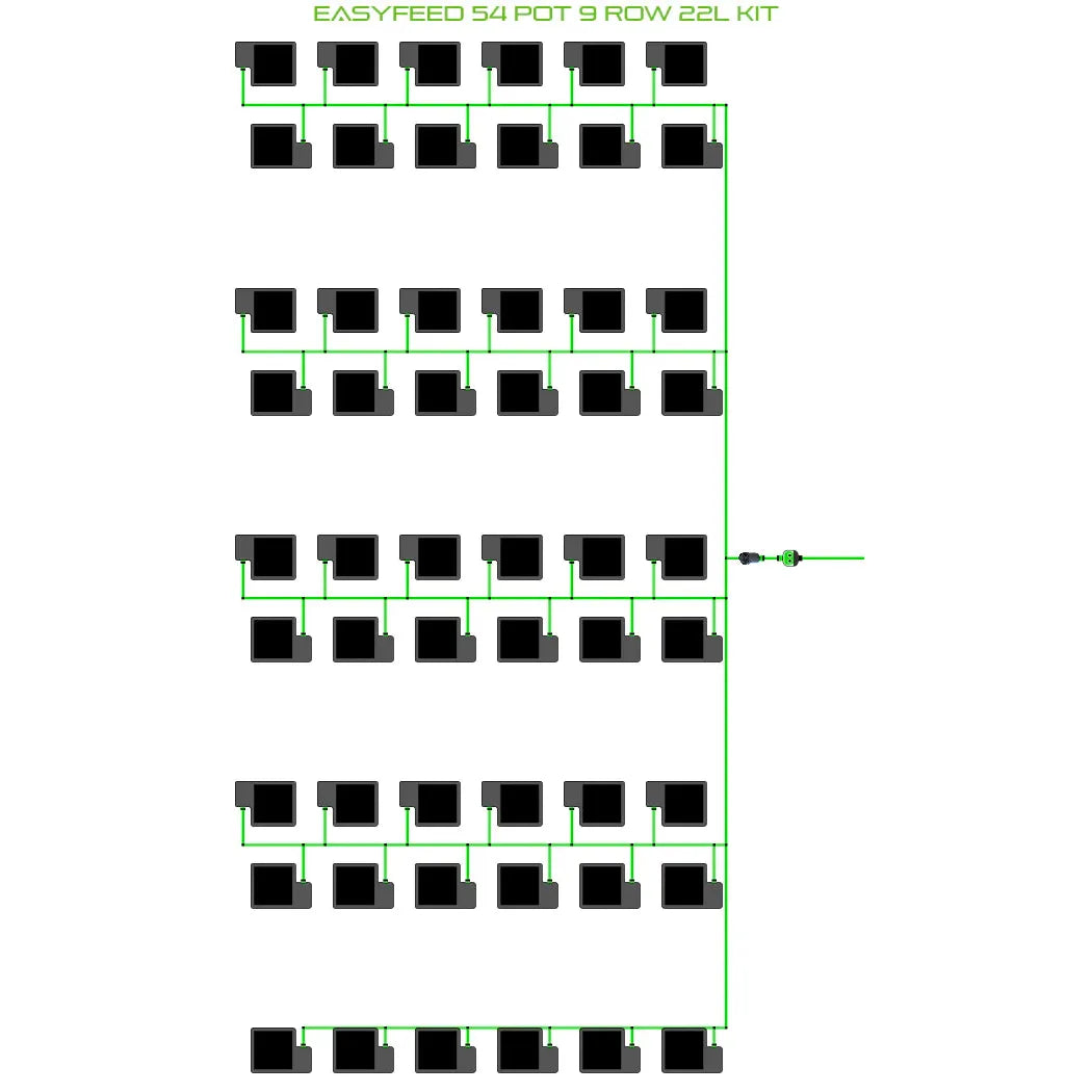 Alien Hydroponics EasyFeed 54 Pot 9 Row Kit