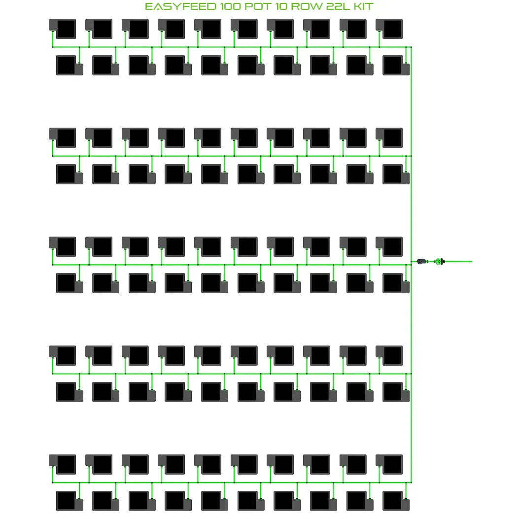 Alien Hydroponics EasyFeed 100 Pot 10 Row Kit