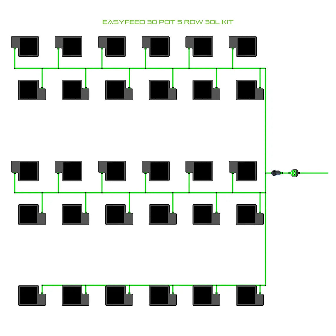 Alien Hydroponics EasyFeed 30 Pot 5 Row Kit