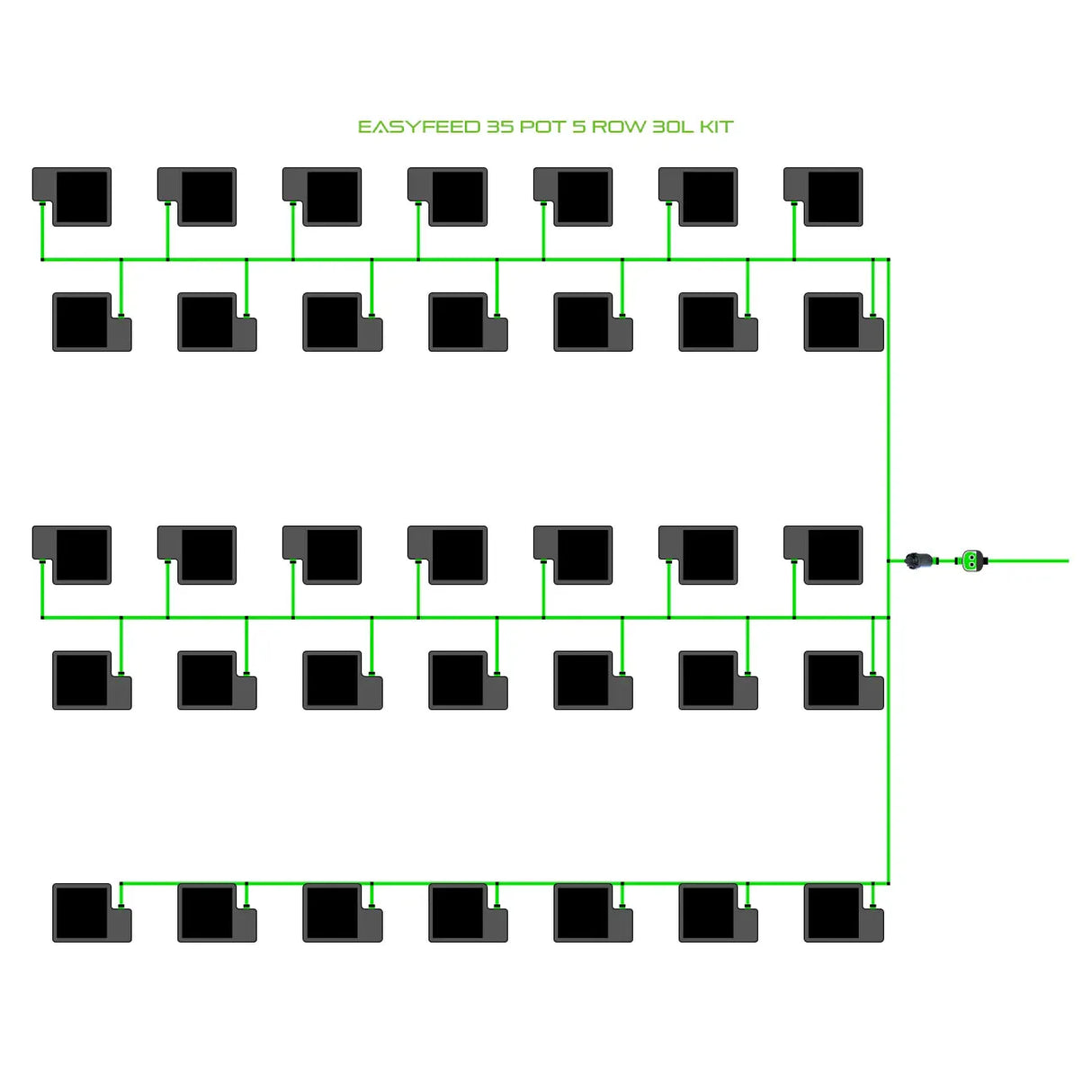 Alien Hydroponics EasyFeed 35 Pot 5 Row Kit