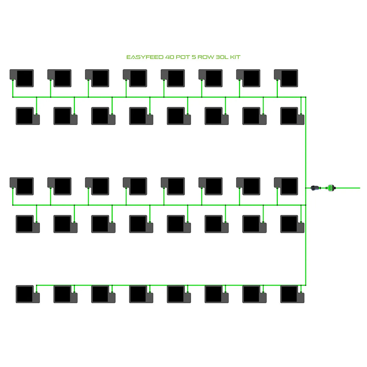Alien Hydroponics EasyFeed 40 Pot 5 Row Kit