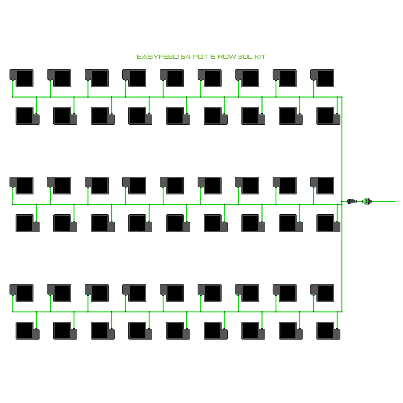 Alien Hydroponics EasyFeed 54 Pot 6 Row Kit