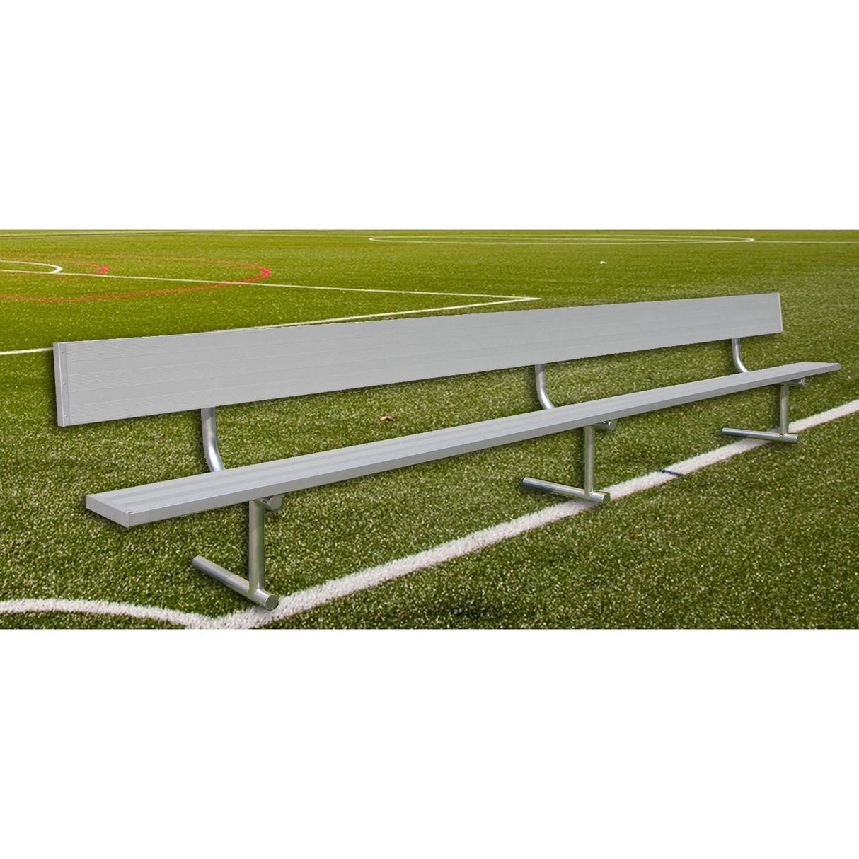 Gared Spectator 15' Portable Bench with Back Aluminum Portable Bench BE15PTWB