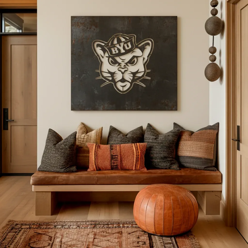 The BYU Cat - Metal Wall Art - Square Forge