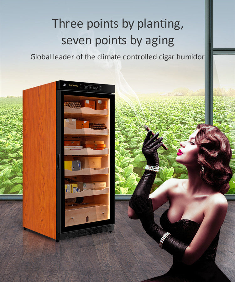Raching C230A Electronic Humidor Cabinet Black With Canada Cedar Shelves | 900 Cigars