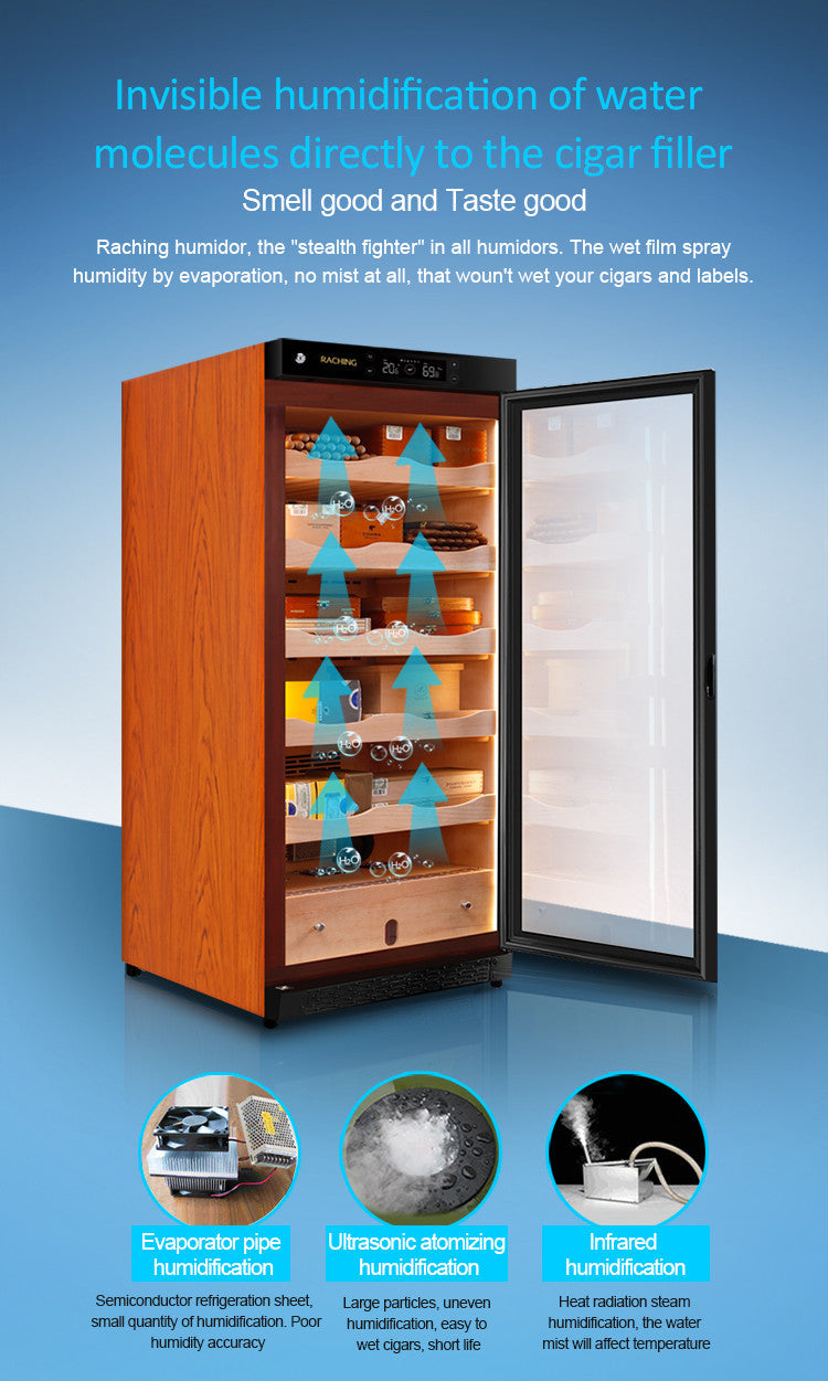 Raching C230A Electronic Humidor Cabinet Black With Canada Cedar Shelves | 900 Cigars