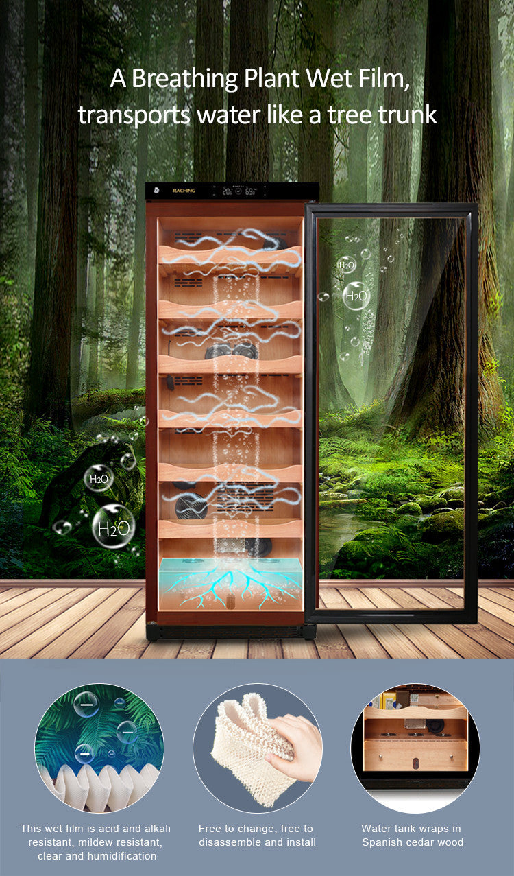 Raching C330A Electronic Humidor Cabinet Black With Canadian Cedar Shelves | 1300 Cigars