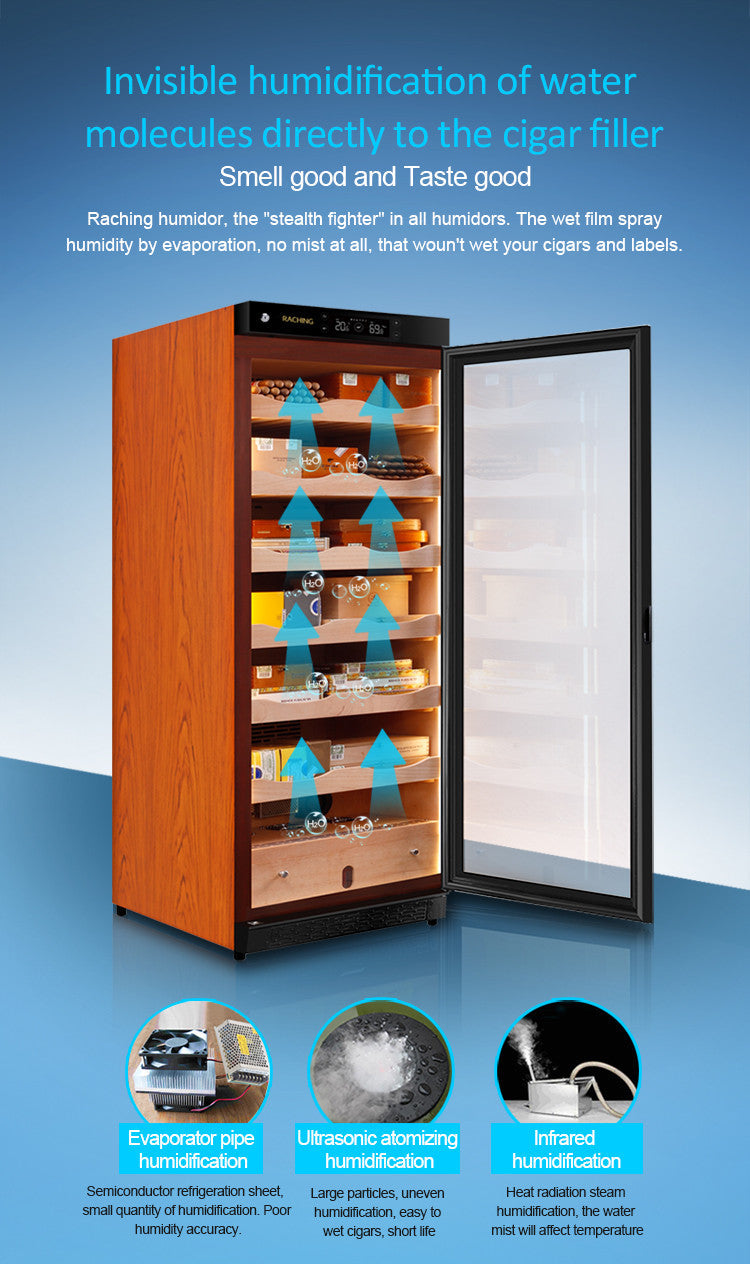 Raching C330A Electronic Humidor Cabinet Black With Canadian Cedar Shelves | 1300 Cigars