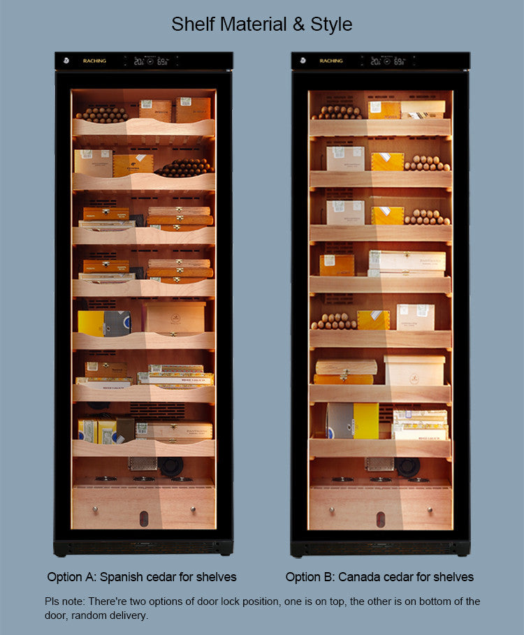 Raching C380A Electronic Humidor Cabinet Black With Canadian Cedar Shelves | 1500 Cigars