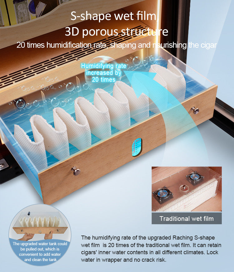 Raching C380A Electronic Humidor Cabinet Black With Canadian Cedar Shelves | 1500 Cigars