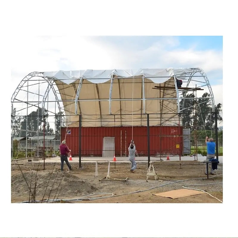 40’ x 40’ x 15’ Container Shelter with Closed Back Panel