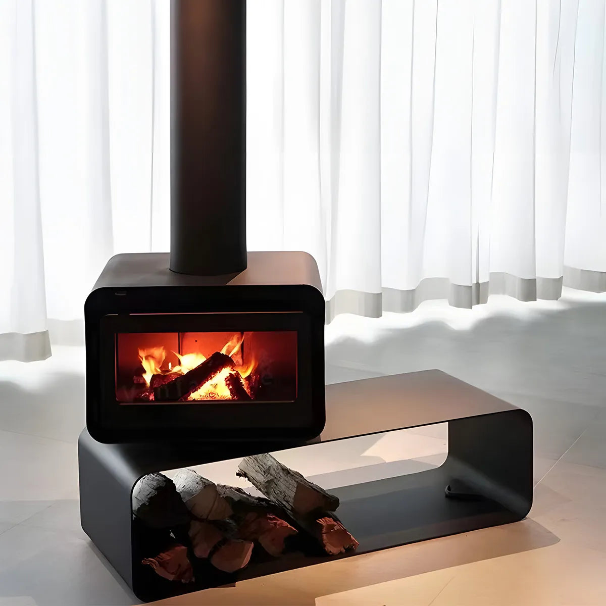HearthArtSinn Ember 4 Simple Rotating Wood Burning Fireplace Wood Stove