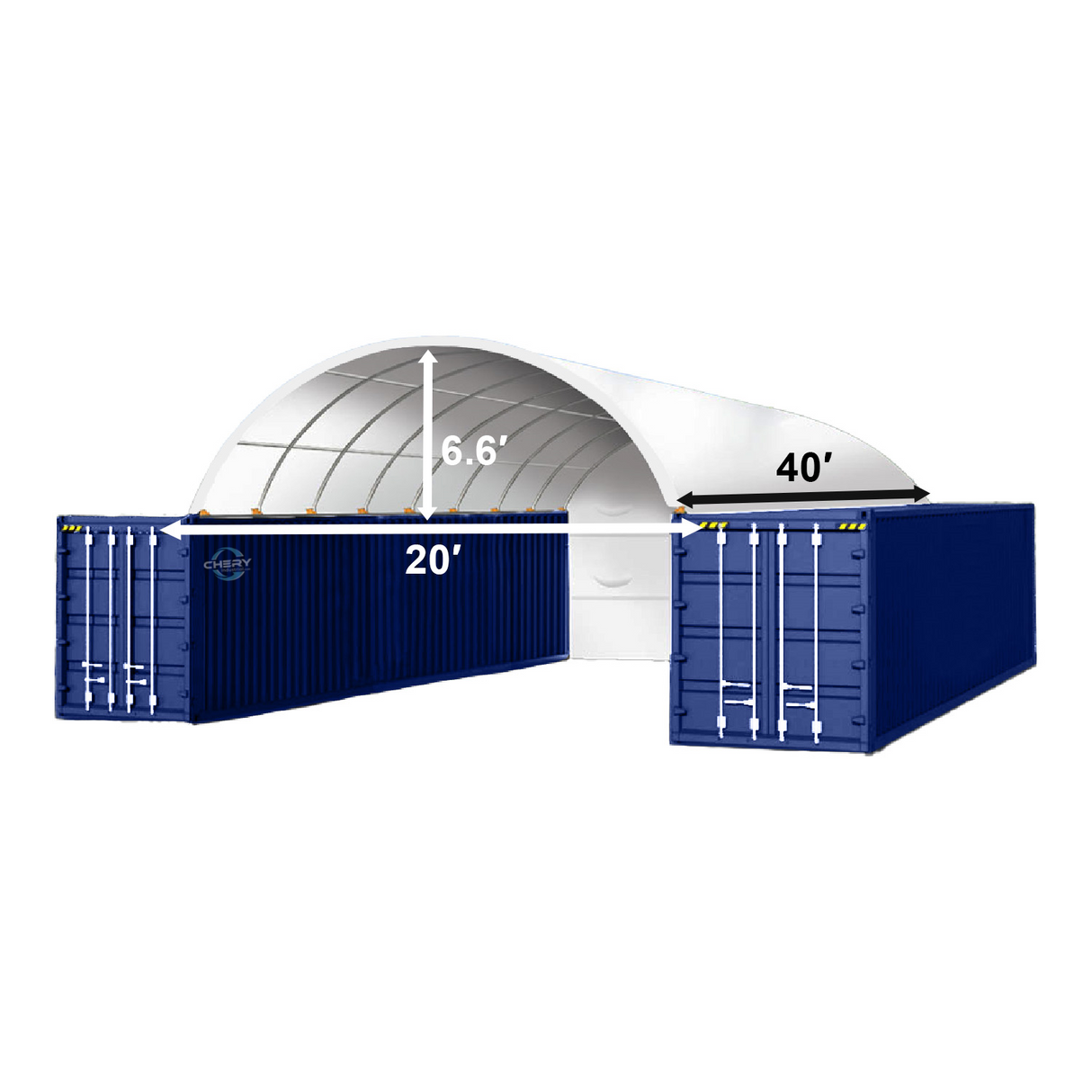 Chery Industrial 20x40 ft Container Shelter with Closed Back Panel