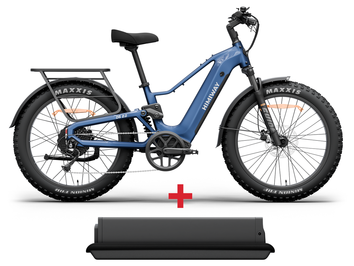 Himiway D5 2.0 Full Suspension Fat Tire Electric Bike 750W 48V 15Ah 26x4.0 Electric Mountain Bike