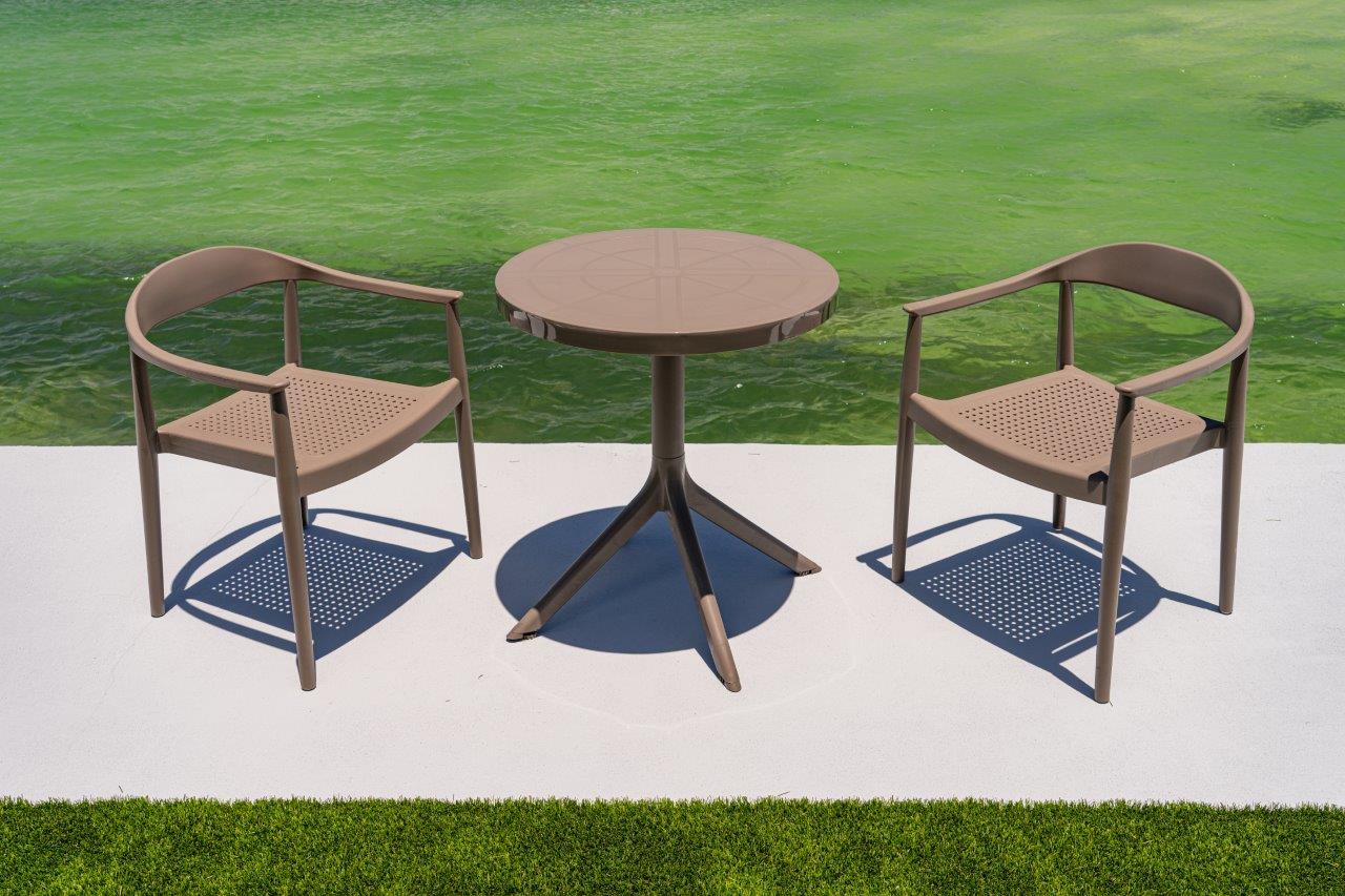 Rainbow Outdoor Kennedy Set of 2 Stackable Armchair-Cappuccino