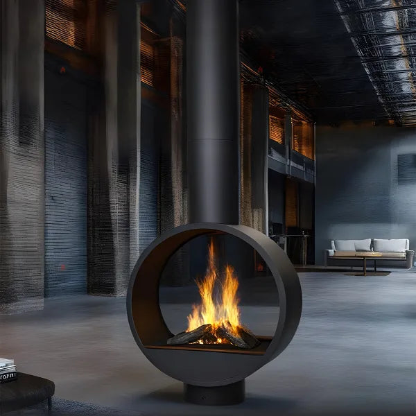 HearthArtSinn Ash 1 Artistic Ring Hanging Wood Burning Fireplace