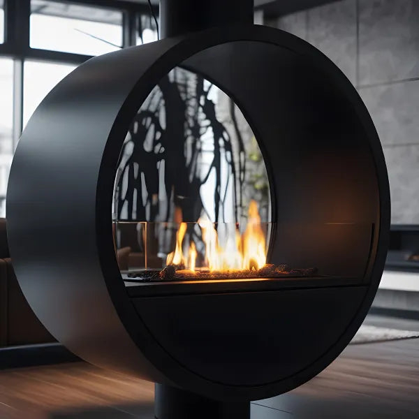 HearthArtSinn Ash 1 Artistic Ring Hanging Wood Burning Fireplace