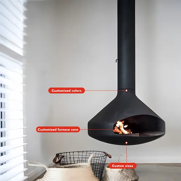 HearthArtSinn Shine 2 Luxury Hanging Trumpet-Shaped Real Fire Fireplace