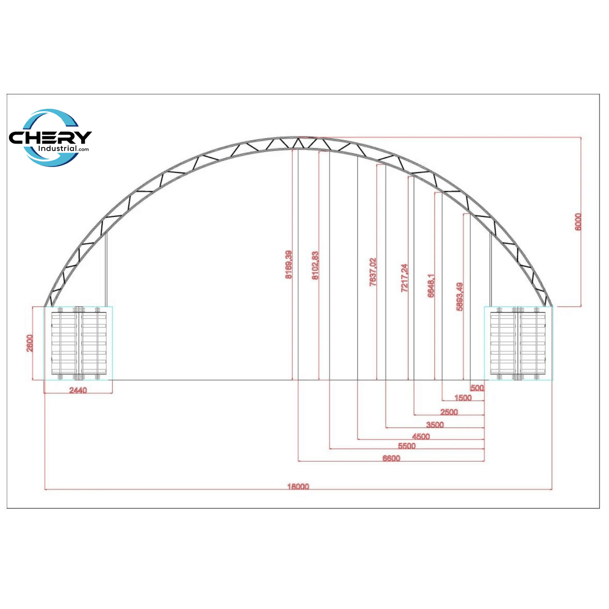 60'x40'x20' Double Truss Container Canopy Shelter