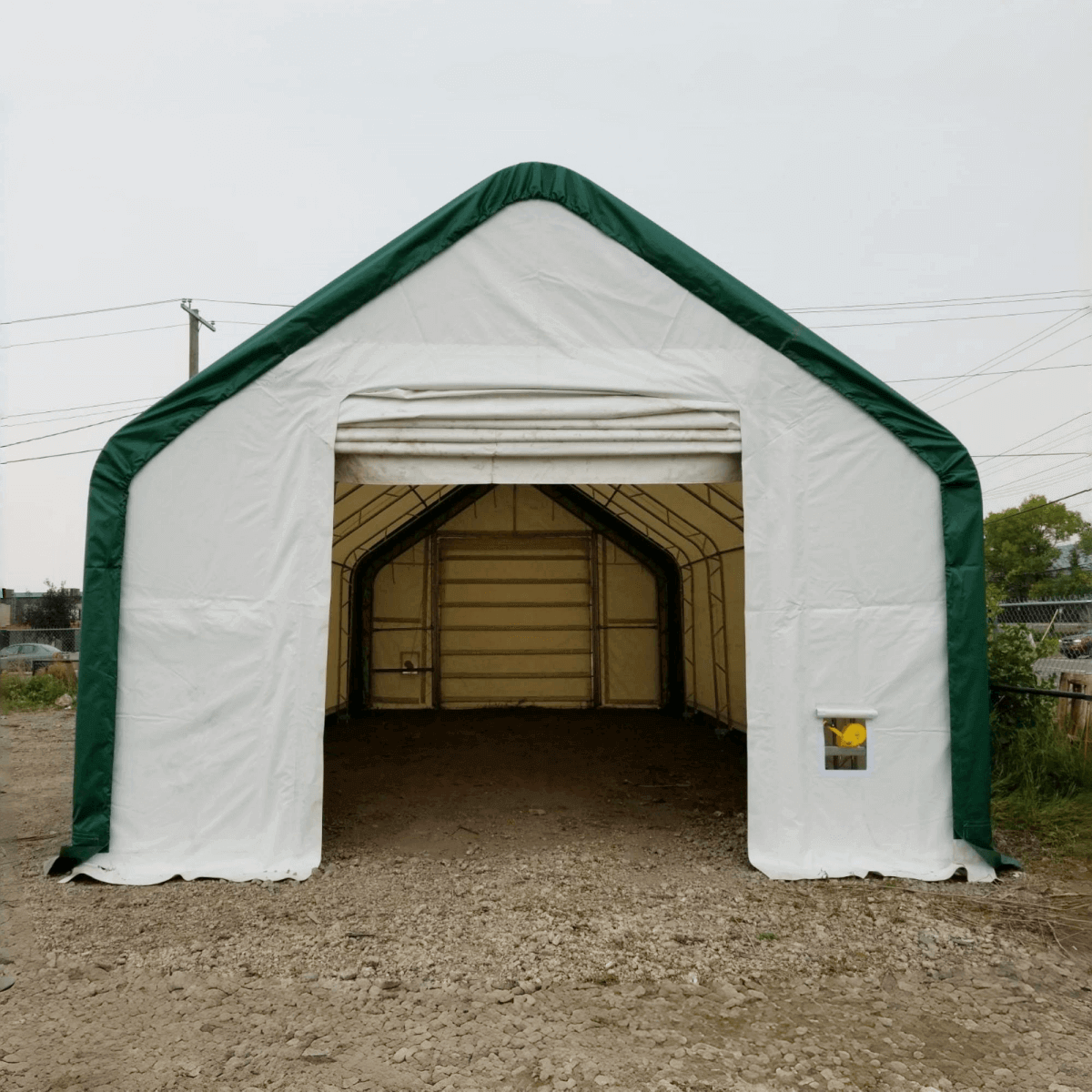 Chery Industrial Gold Mountain Double Truss Arch Storage Shelter 20′ W × 40′ L × 16′ H