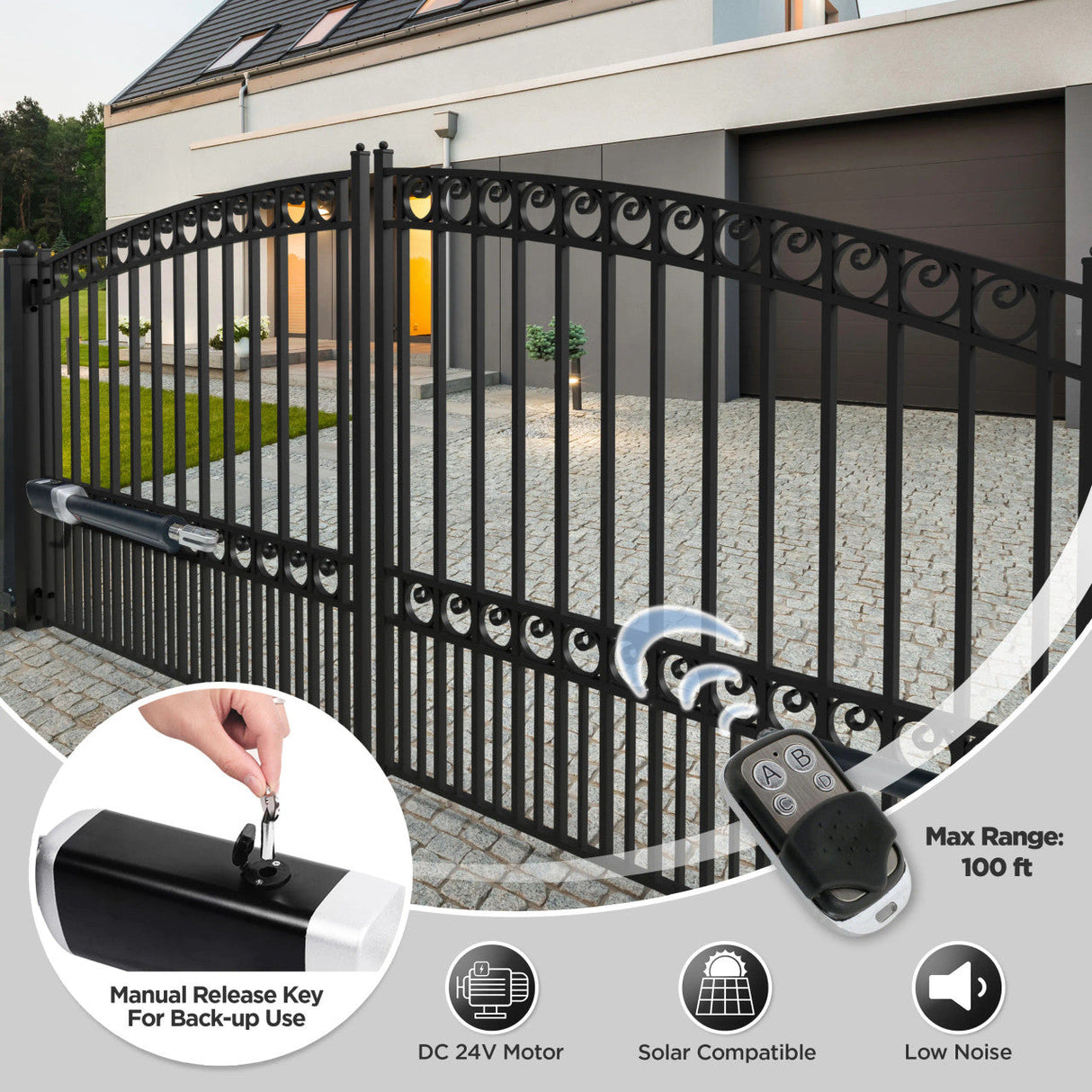 Chery Industrial Dual Swing Gate Operator Solar Kit 60 W