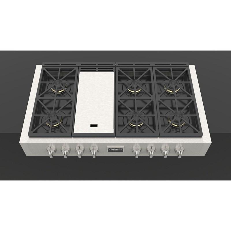 Fulgor Milano Sofia 48” 6-Burner Stainless Steel Gas Rangetop with Griddle F6GRT486GS1