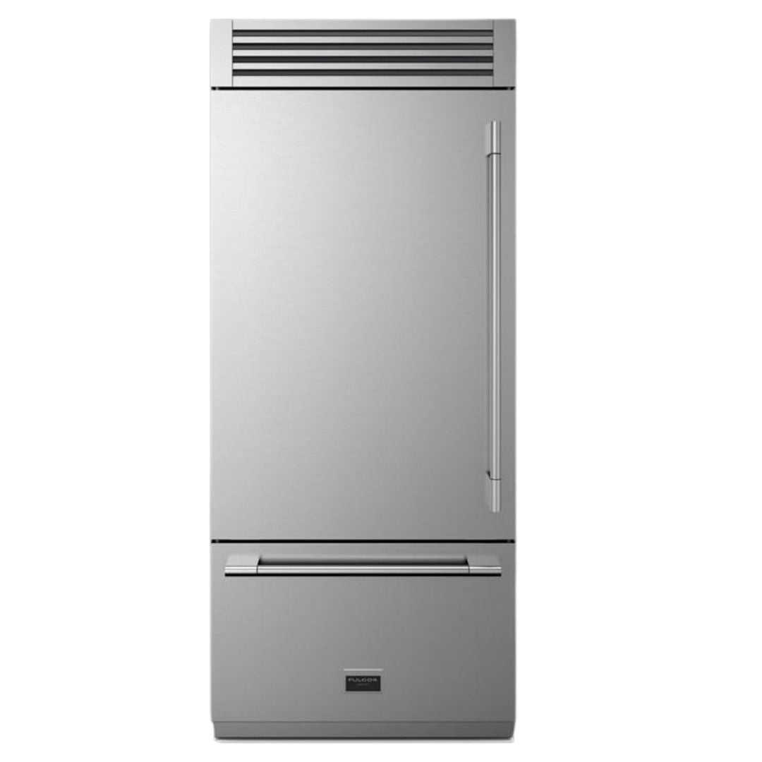 Fulgor Milano 36” 18.5 cu. ft. Stainless Steel Built‑In Bottom Freezer Refrigerator F7PBM36S2-L