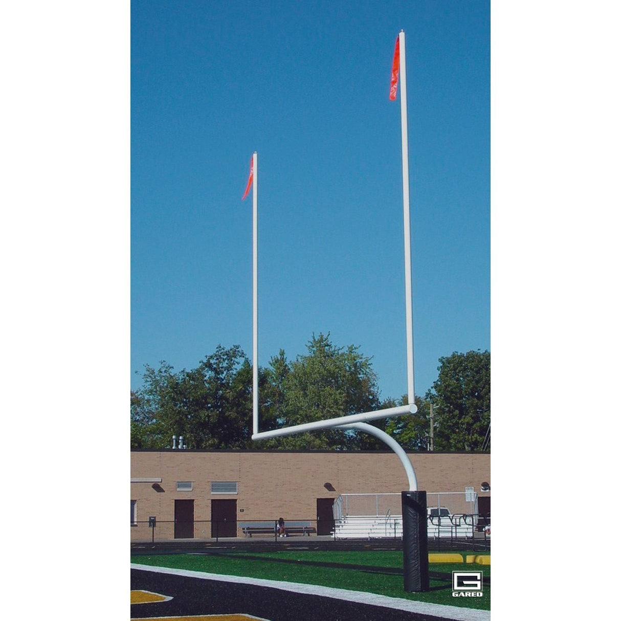Gared High School Football Goalpost 4½″ O.D. Steel White Powder-Coat Surface Mount Pair FGP401PW