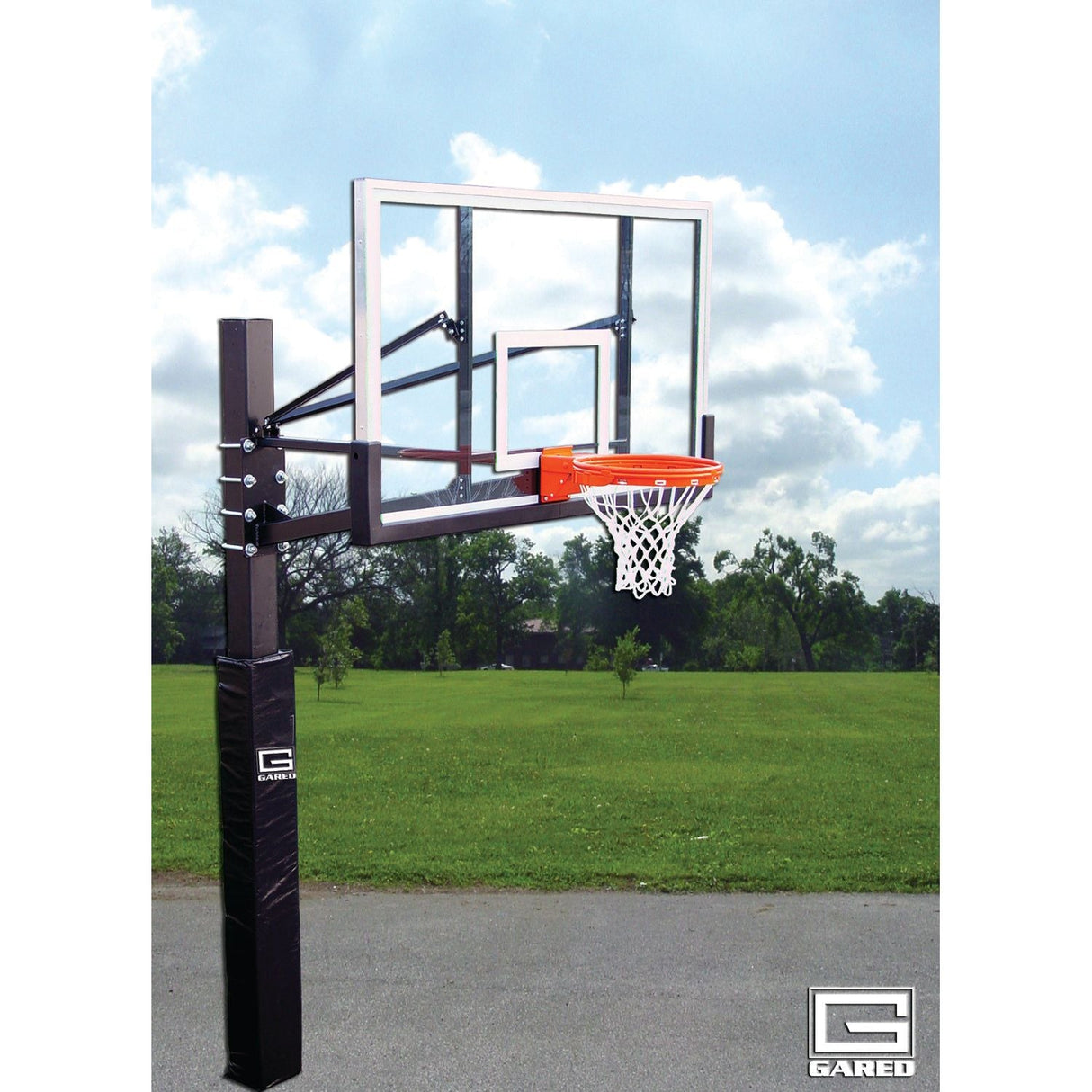 Gared Endurance® 42″ x 60″ Tempered Glass Playground Basketball System with Endurance Breakaway Double Rim (GP106G60)