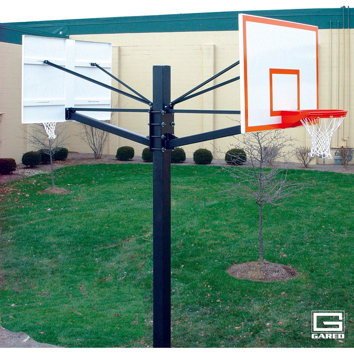 Gared Endurance® Dual Steel Playground Basketball System w/ Two 42" x 72" Steel Backboards & Double Rims GP205S60